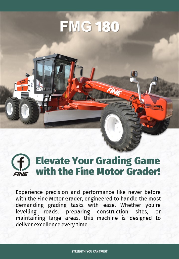 Fine FMG 180 Motor Grader – Heavy-Duty Grading with Superior Control - Image 4